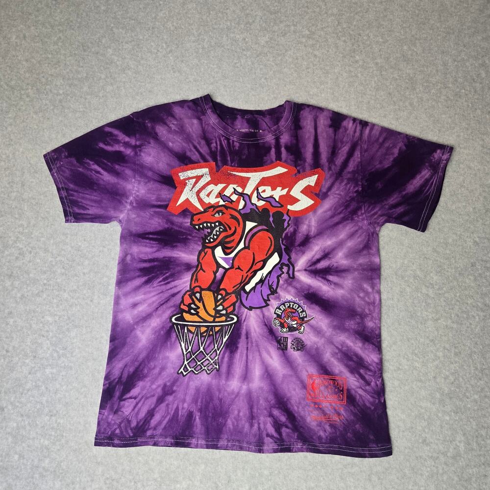 Mitchell & Ness Toronto Raptors Tie Dye Men's M T-Shirt Purple Hardwood Classic